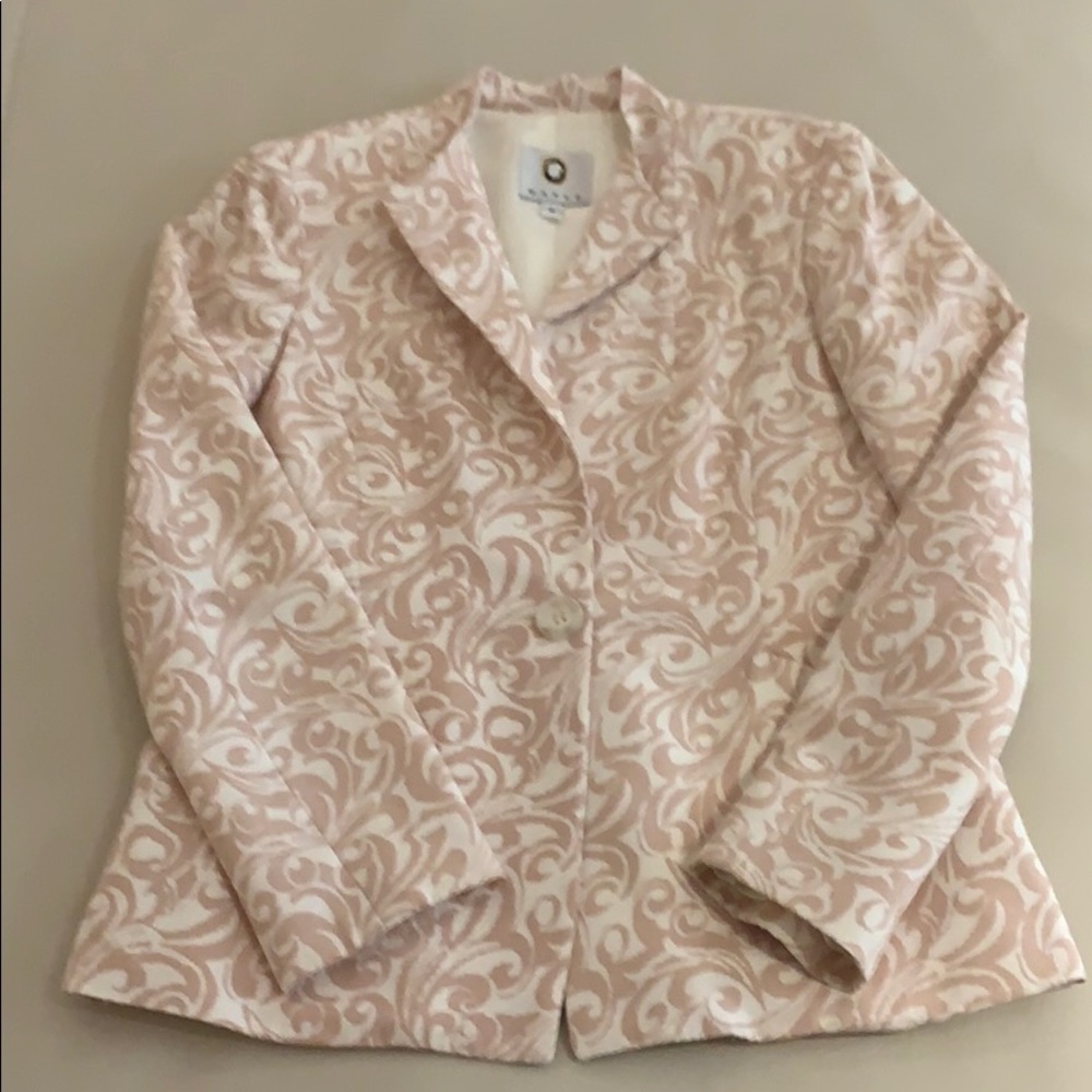 Mayle Pink & Ivory Jacket & Skirt Suit - Size 2